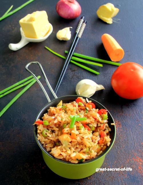 Indian Style Fried Rice recipe - Vegetable fried rice recipe - One pot Meal recipes - Lunch recipes - Party food recipes - Rice recipes