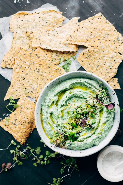 Spinach and Feta Dip with Homemade Lavosh Crackers