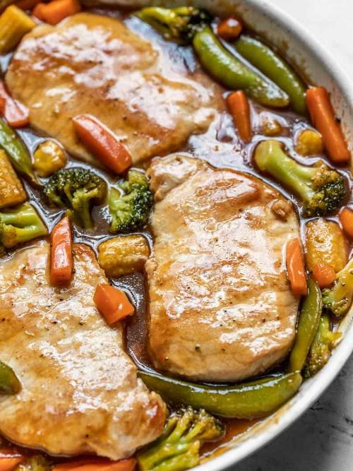 Sweet and Sour Pork Chops with Vegetables